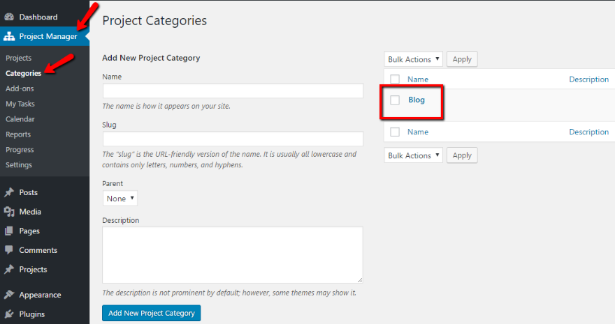 catégories de chef de projet