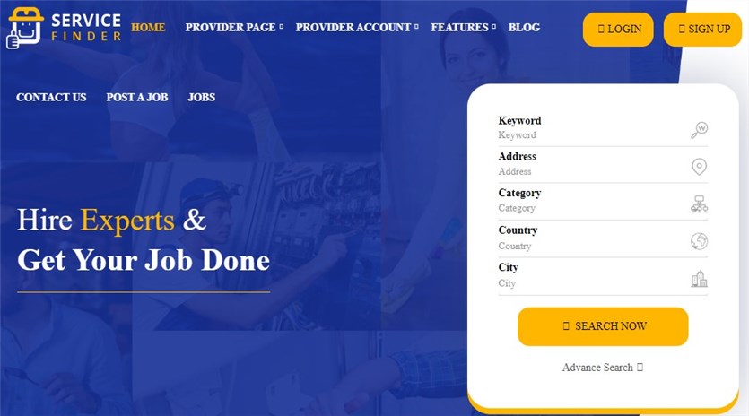 Service Finder beste Themen für das WordPress-Verzeichnis