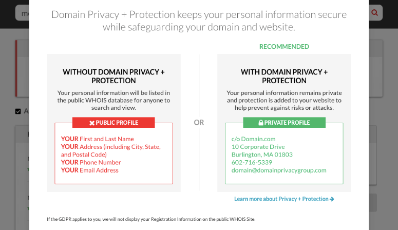 perbandingan privasi domain