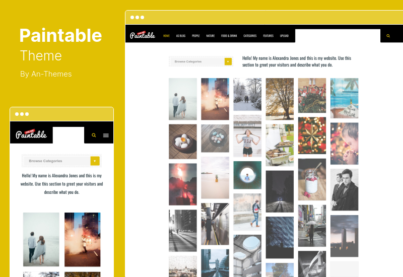 Paintable Theme - Fotografi dan Blog / Foto Unduh Tema WordPress