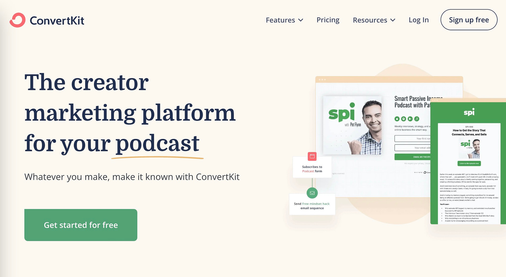 Pagina iniziale di ConvertKit
