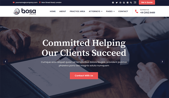10+ من أفضل ثيمات WordPress لشركات المحاماة والمحامين في عام 2022 11 bosa lawyer 21