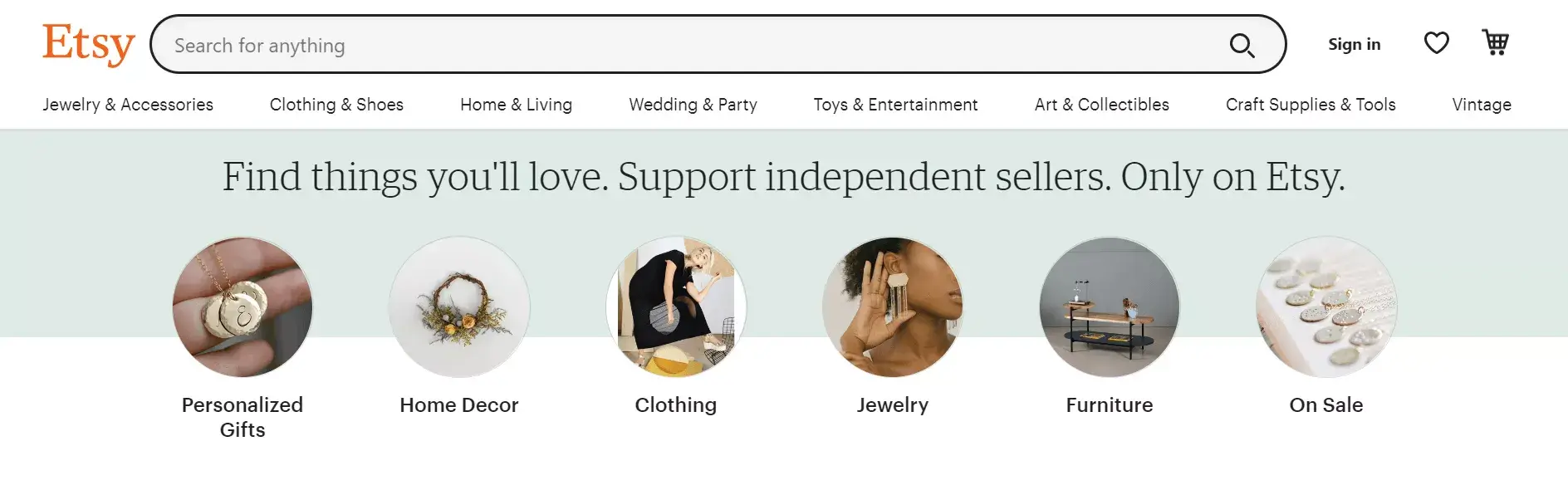 Etsy marketplace para vender joias online