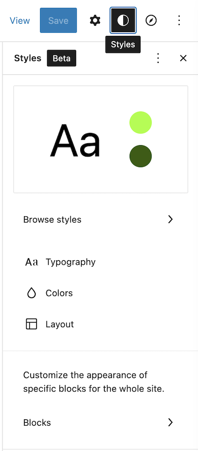 Modifica degli stili dei modelli di sito