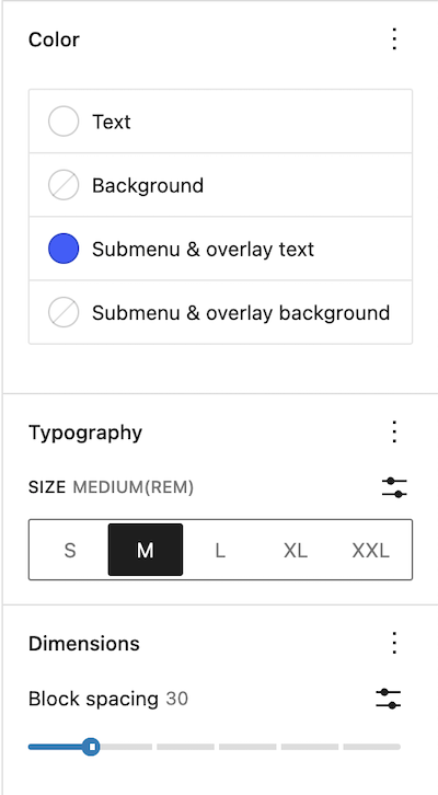 Menu di navigazione Proprietà personalizzate