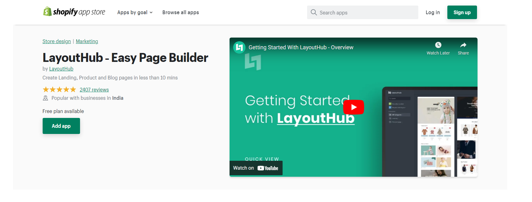 LayoutHub - Creator de pagini Shopify