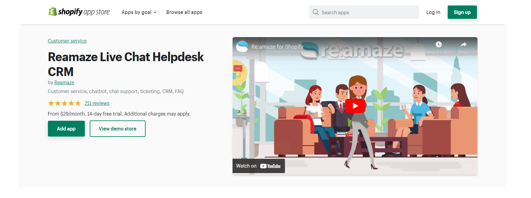 Reamaze - aplicativo de bate-papo ao vivo da Shopify