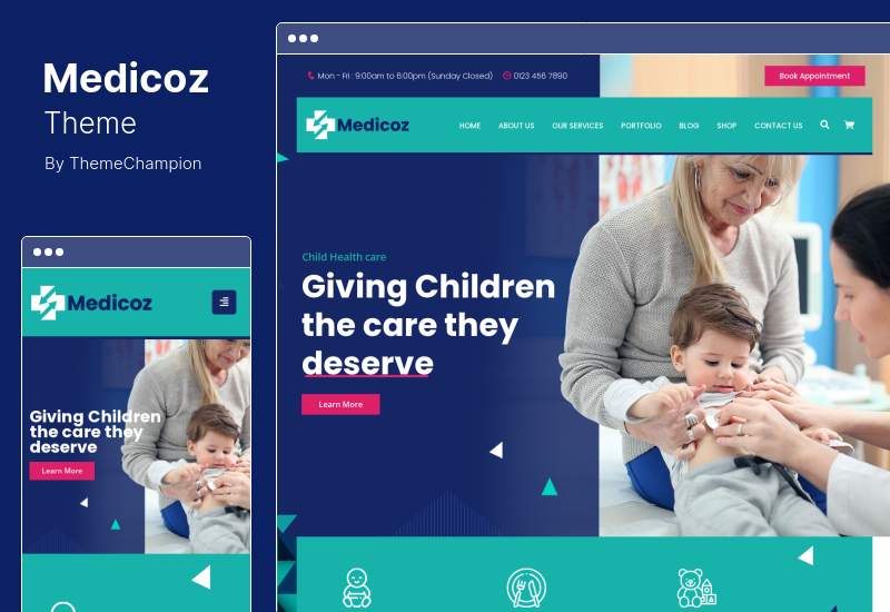 Medioz Theme - คลินิกและร้านขายยา WordPress Theme