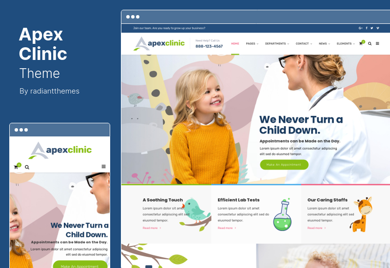 ApexClinic Theme - สุขภาพและคลินิก WordPress Theme
