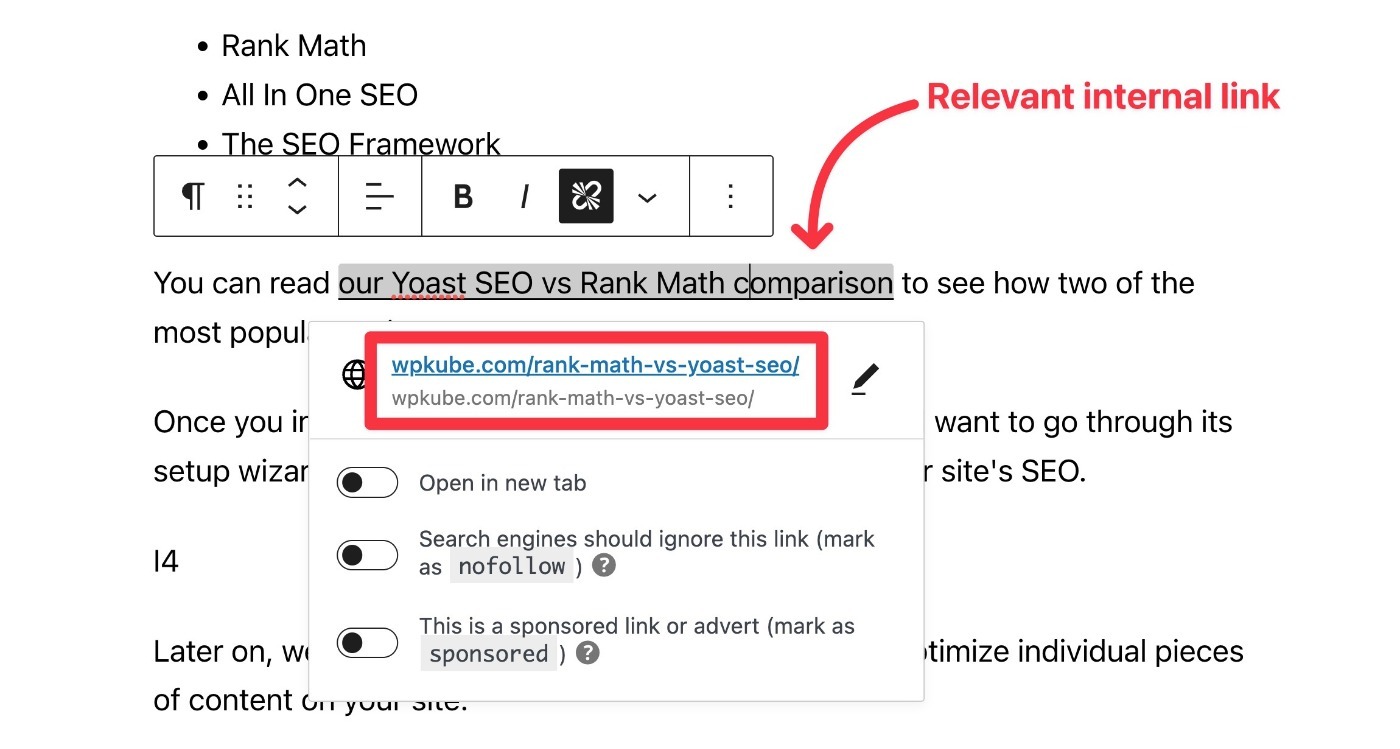 Inclure des liens internes pertinents pour booster le référencement WordPress