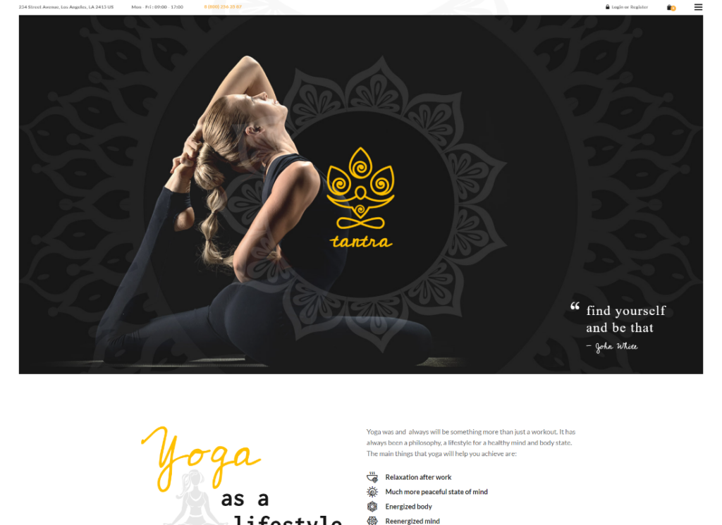 Tantra - Tema WordPress di Yoga Studio e Fitness Club