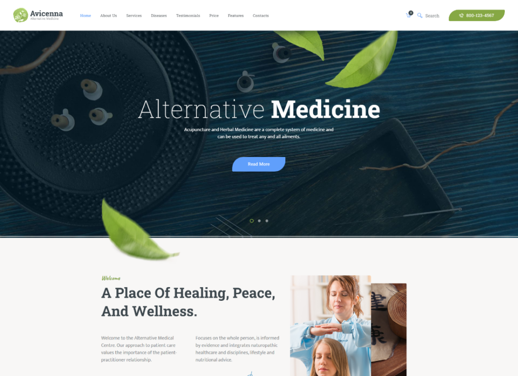 Avicenna - Tema WordPress del medico di medicina popolare alternativa