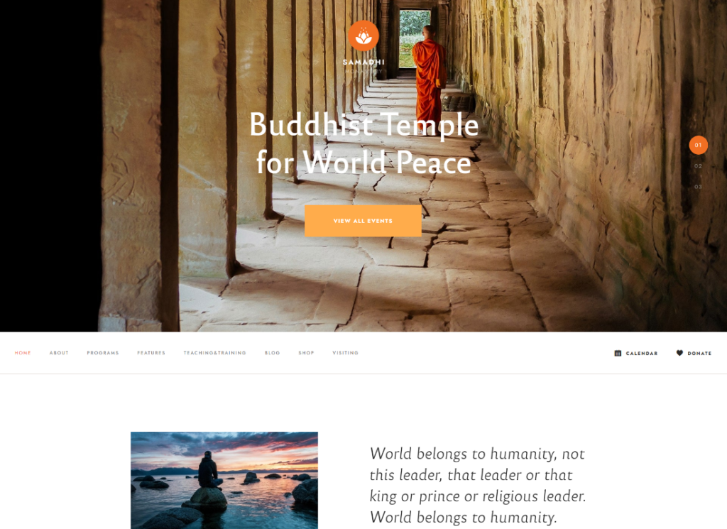 Samadhi - Tema WordPress del tempio buddista orientale