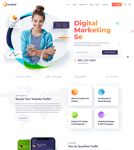 EweBot Najlepszy motyw WordPress do marketingu cyfrowego