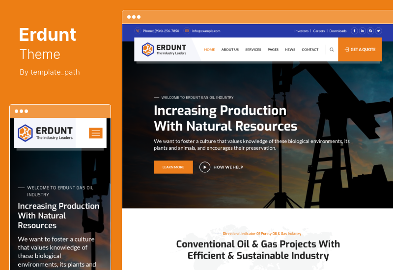 Thème Erdunt - Thème WordPress pour entreprise industrielle