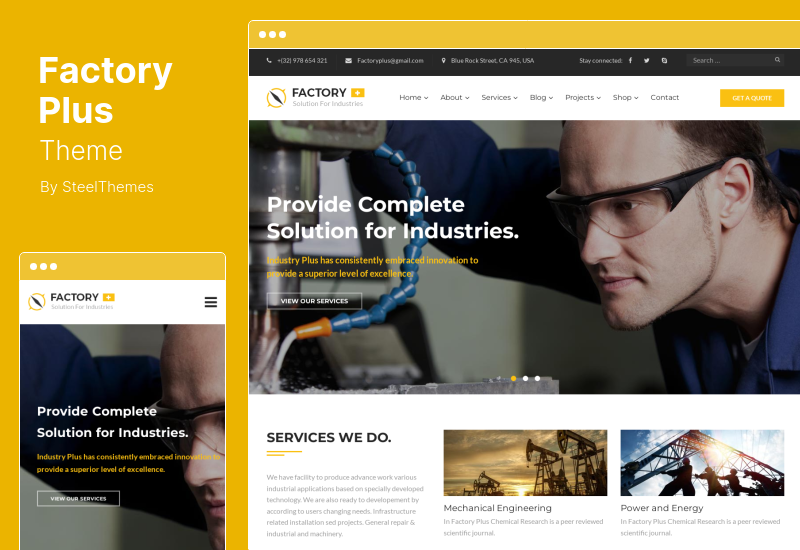 Thème Factory Plus - Thème WordPress pour l'industrie et la construction