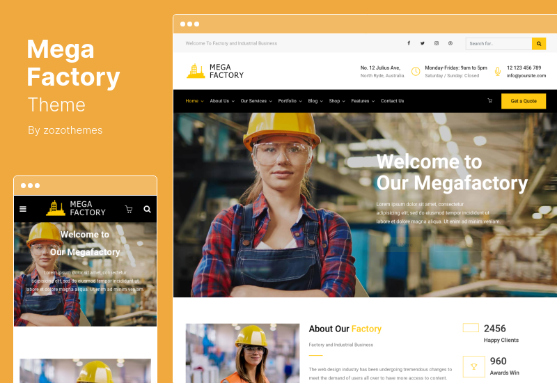 Thème Mega Factory - Thème WordPress industriel