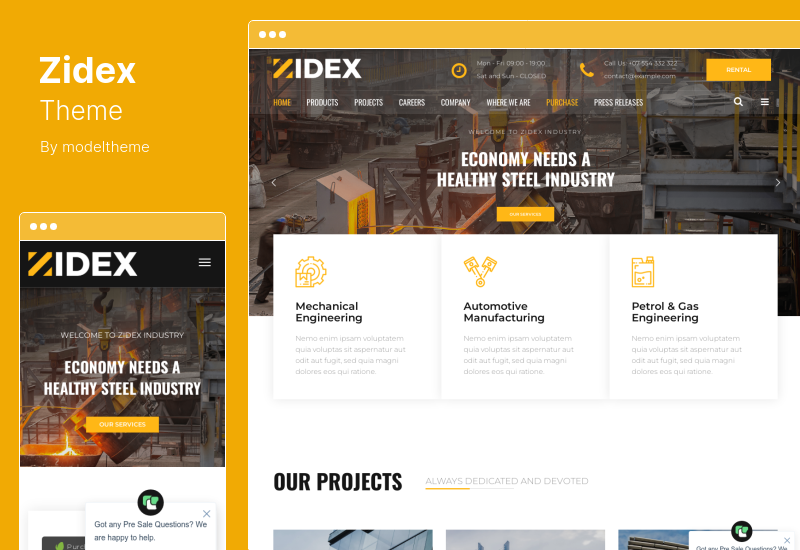 Thème Zidex - Thème WordPress industriel et d'usine