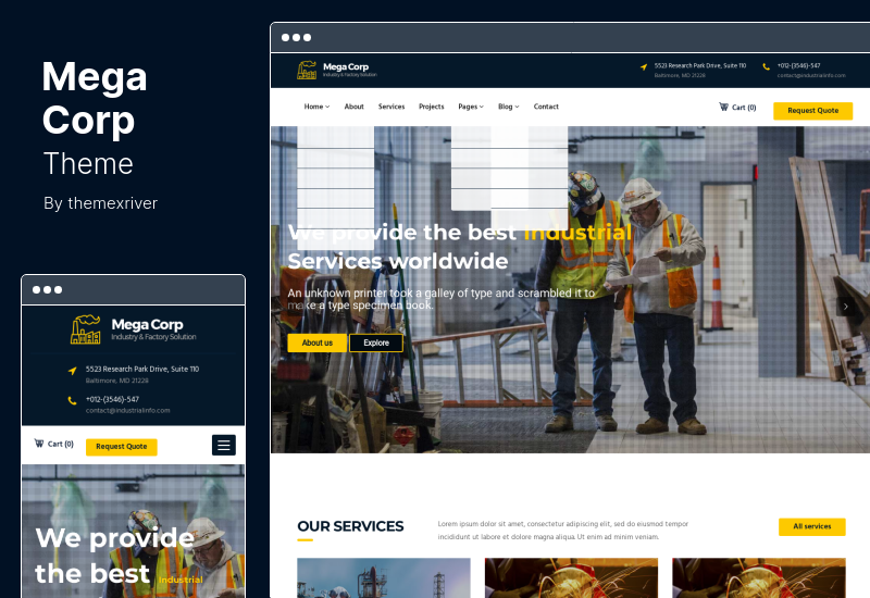 Thème Mega Corp - Thème WordPress pour l'industrie et l'usine