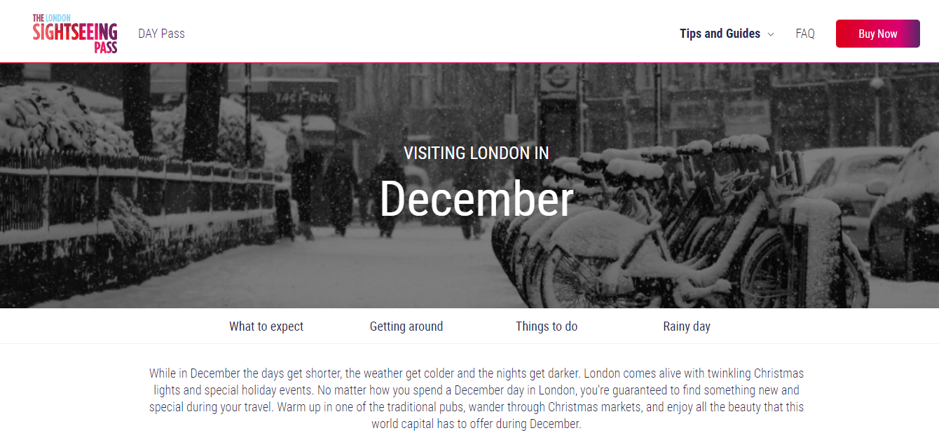 Un article à feuilles persistantes sur la visite de Londres en décembre
