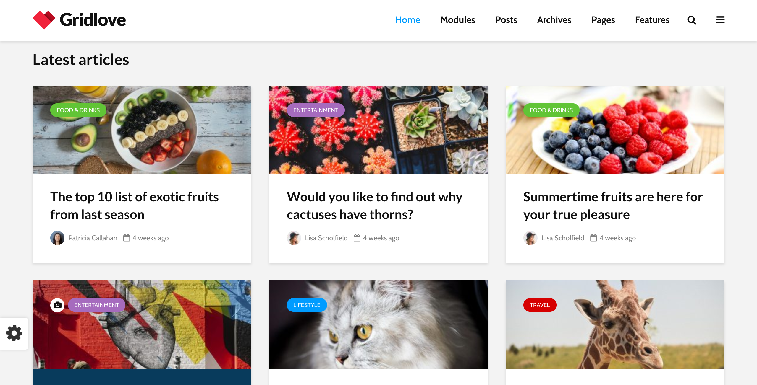 Captura de tela do tema Gridlove