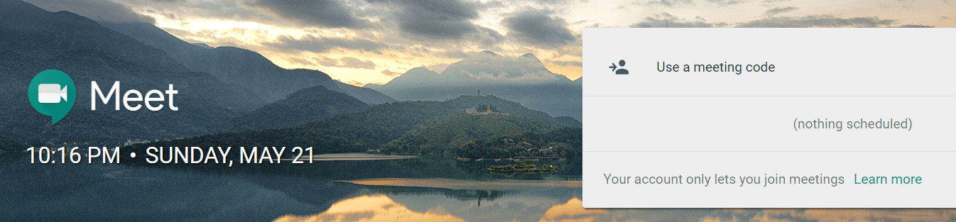 Google Meet 主页。