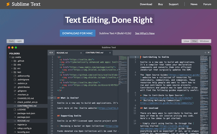 Sitio web de texto sublime