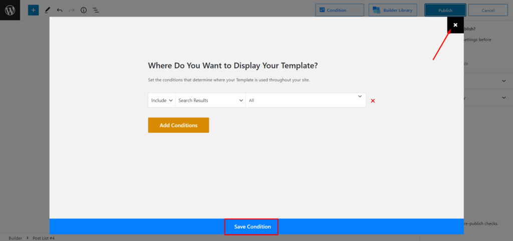 如何创建 WordPress 搜索结果页面模板 9 Selecting Conditions for Search Result Page