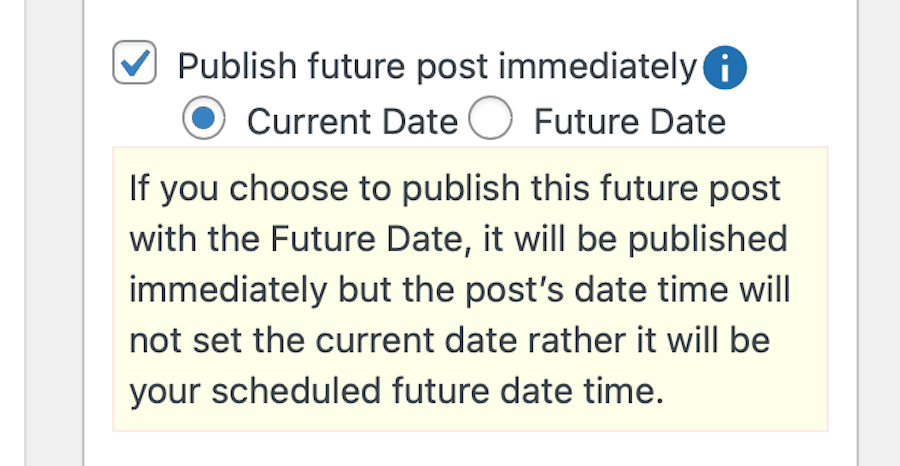 SchedulePress'te planlanmış bir gönderide görünecek yayın tarihini ayarlama.