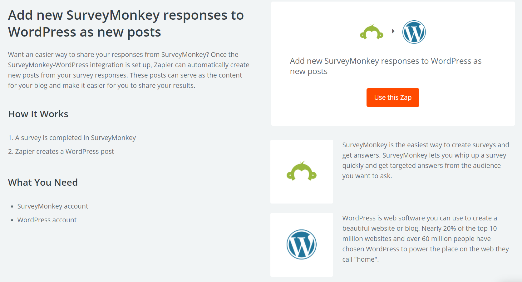 SurveyMonkey統合Zap。