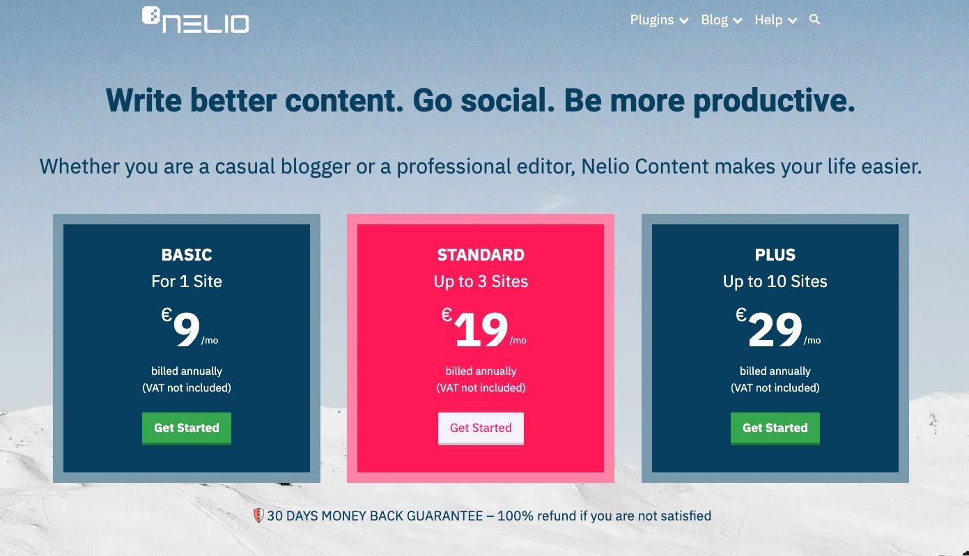 Captura de pantalla de los planes de Nelio Content de la segunda variante de un test A/B