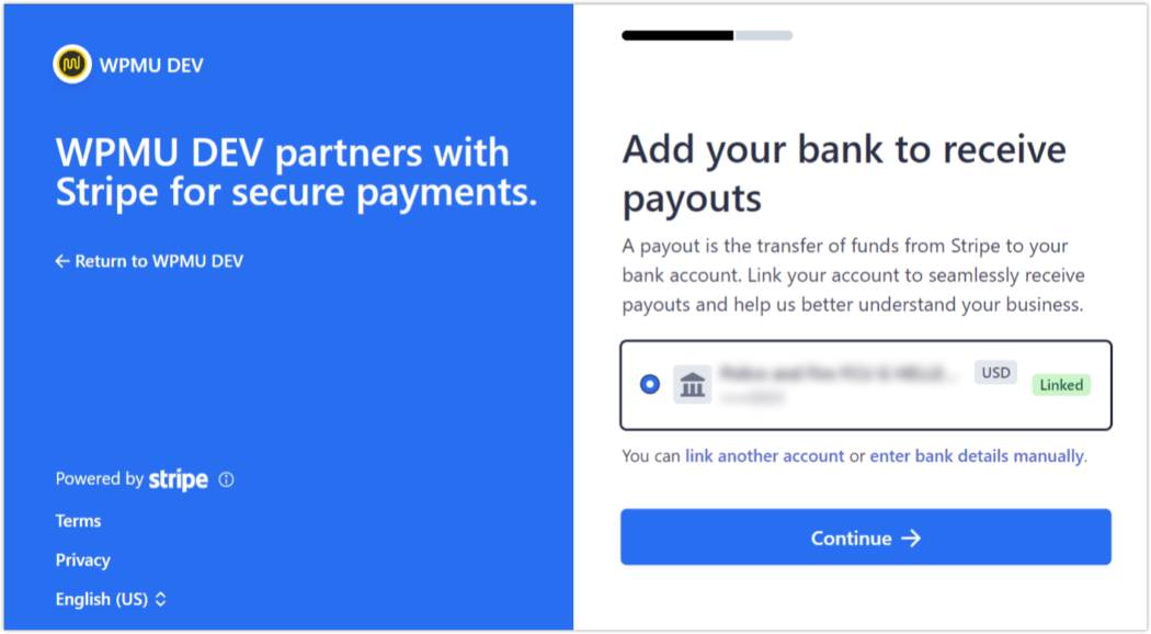 wpmu dev 統合によるストライプ アカウント