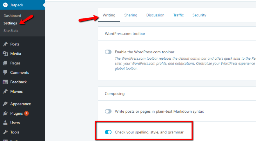 Impostazioni Jetpack
