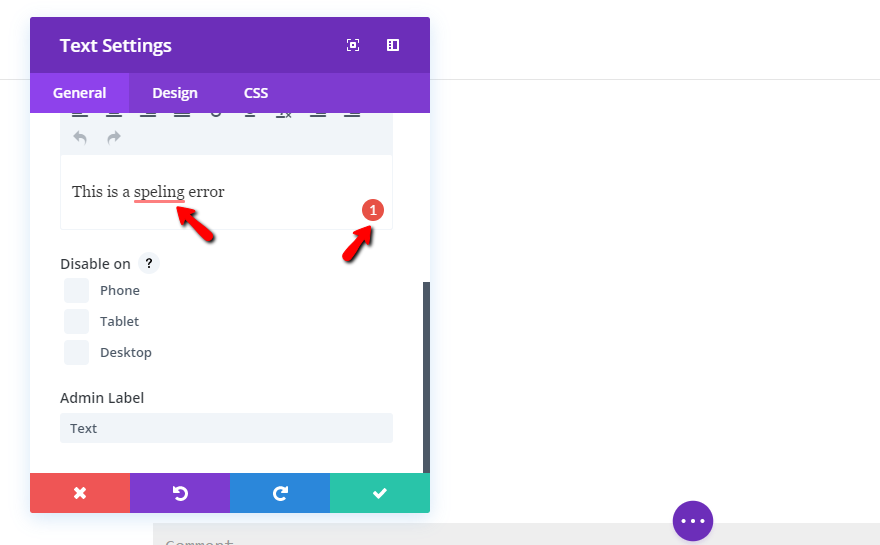 impostazioni del testo