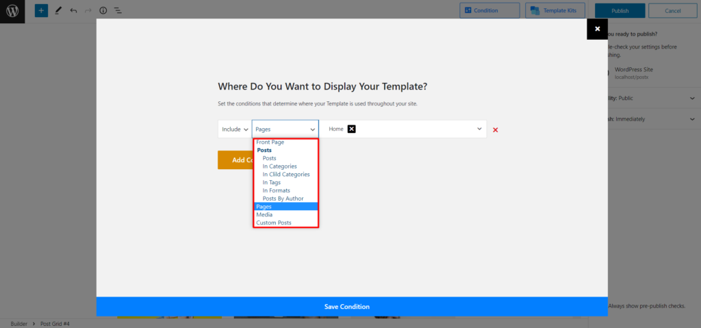 Comment créer une page d'accueil personnalisée dans WordPress : des réponses à toutes vos questions ! 13 Choose The Page From Condition Selection Option