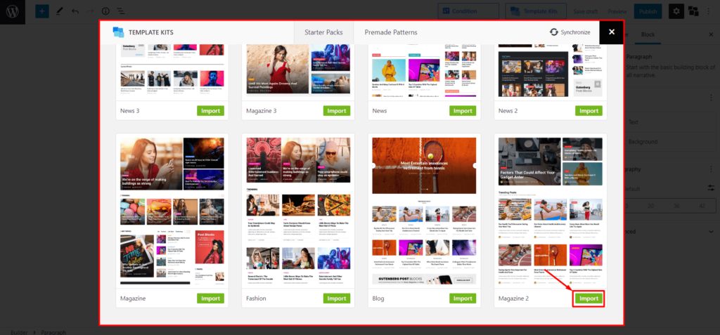 Comment créer une page d'accueil personnalisée dans WordPress : des réponses à toutes vos questions ! 11 Import Desired Starter Pack