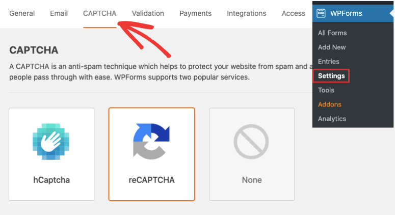 recaptcha em wpforms