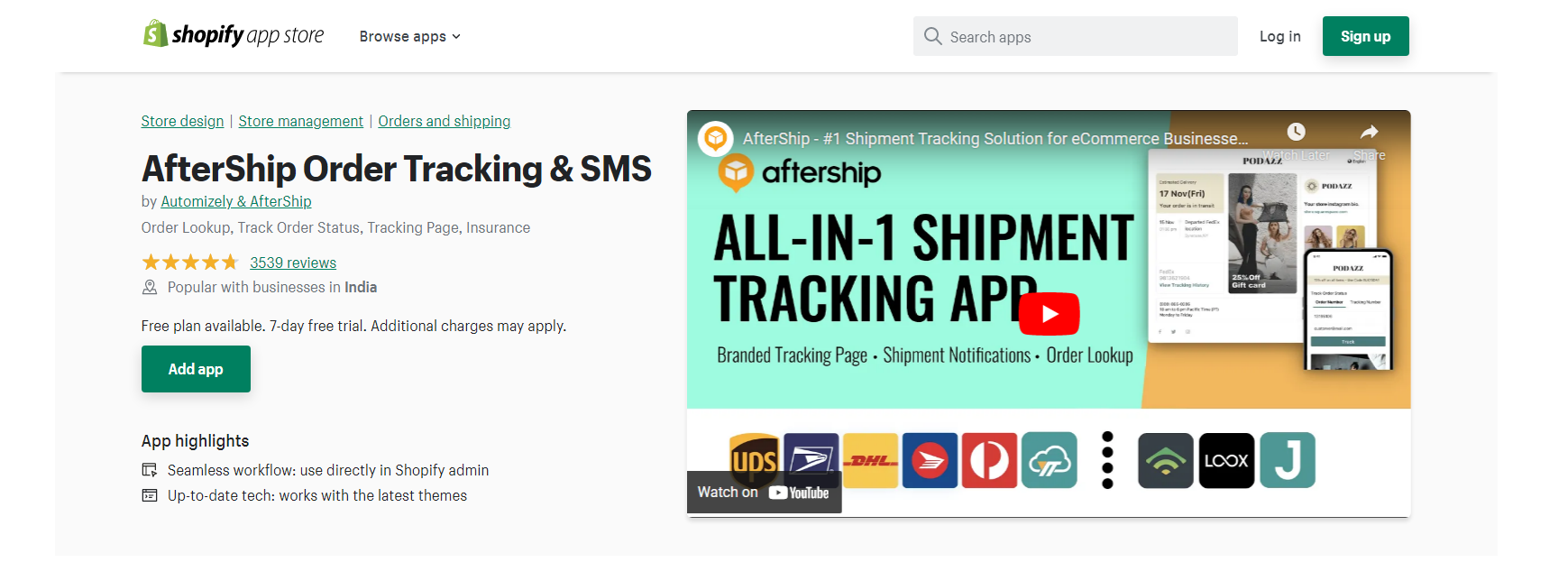 AfterShip - marketing SMS de Shopify