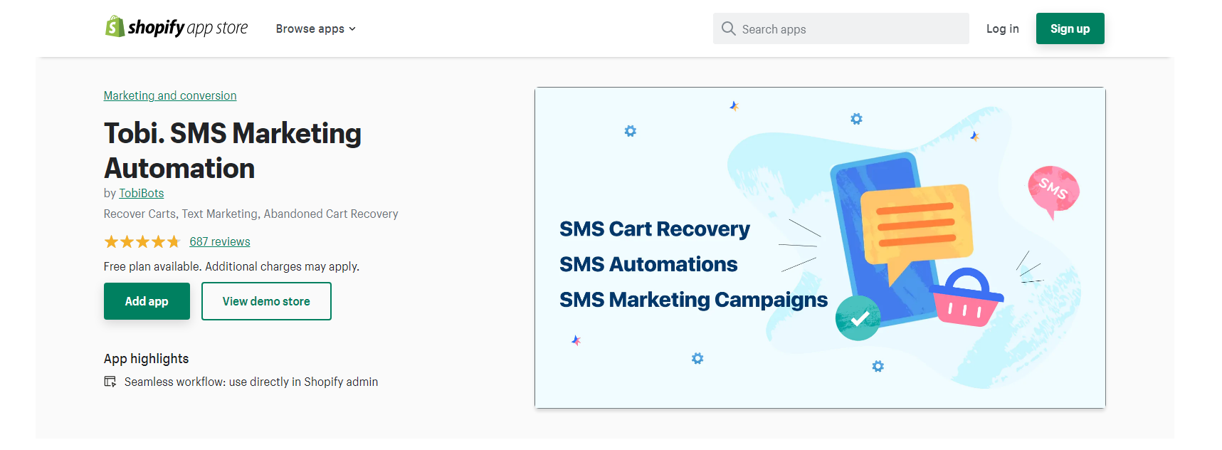 Tobi - marketing par sms shopify