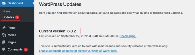 Votre version de WordPress est à jour