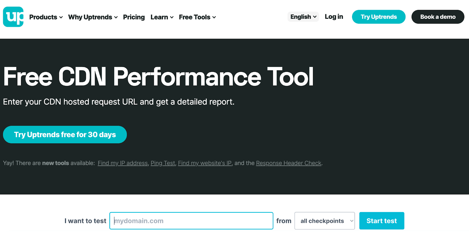 Ferramenta de desempenho CDN para testar o tempo de atividade do site