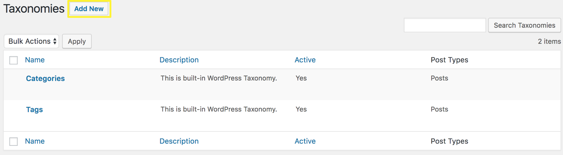 添加新的分類法。