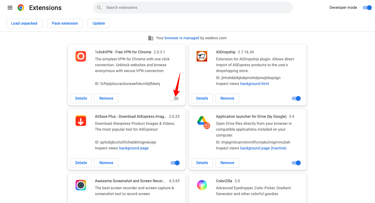 كيفية التحقق من تعارض البرنامج المساعد في WordPress (طريقتان سهلتان) 5 Toggle Off Chrome Extensions