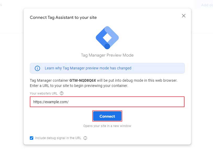 Conecte Tag Assistant a su sitio