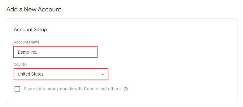 Configuración de cuenta en GTM