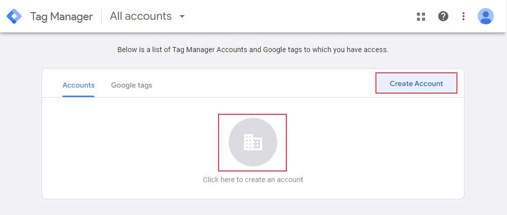 Crear cuenta de administrador de etiquetas de Google