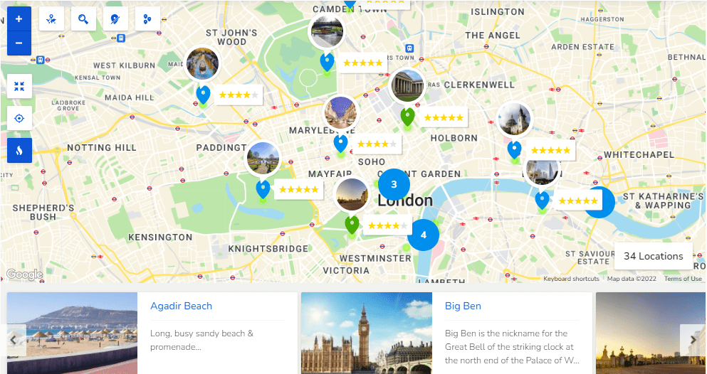 Progress Map carte interactive avec carrousel