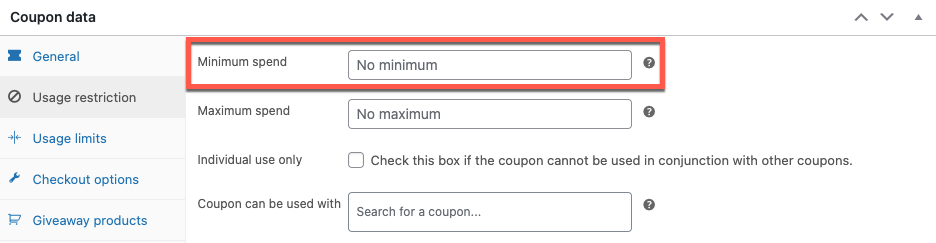 cheltuieli minime pentru a primi cadou gratuit cu cuponul WooCommerce BOGO