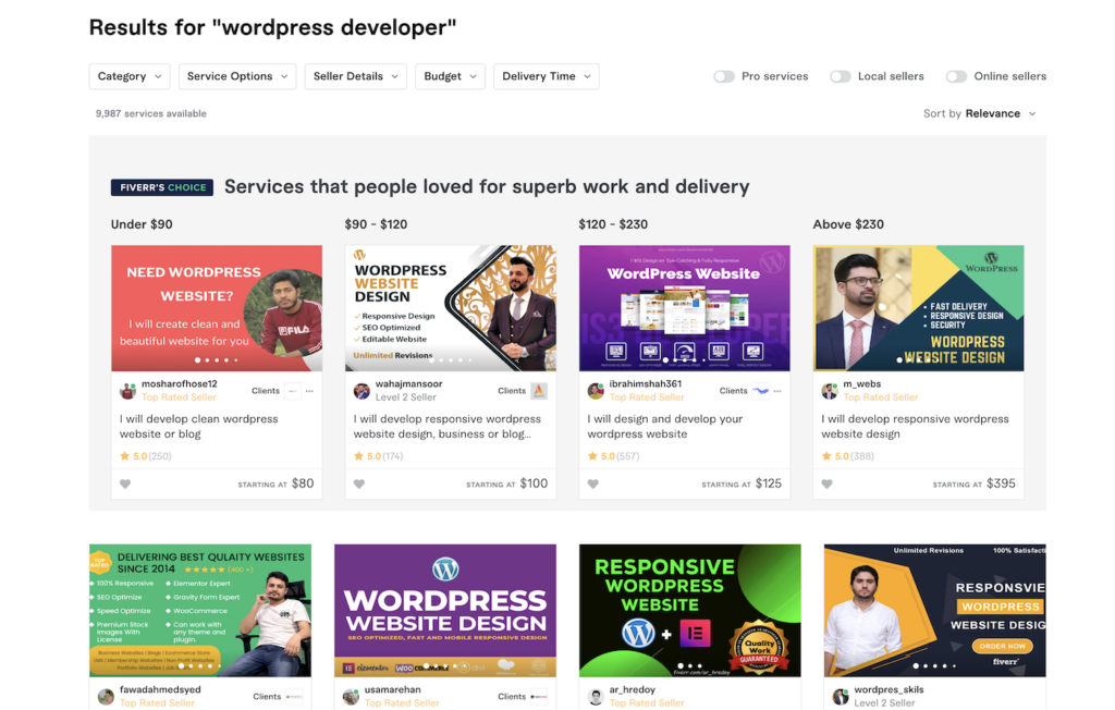 Fiverr WordPress 開發人員
