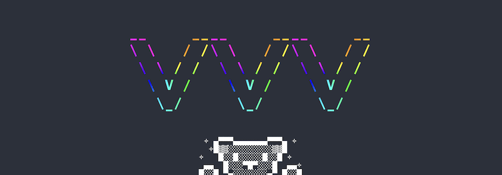 蓝色背景,包含 Varying Vagrant Vagrants 徽标的 8 位 ASCII 艺术(